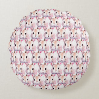 Coussins Ronds Bunny Cute Aquarelle baby shower rose