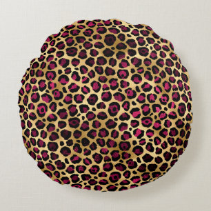 Coussins Ronds Burgundy et Gold Leopard Series Design 2