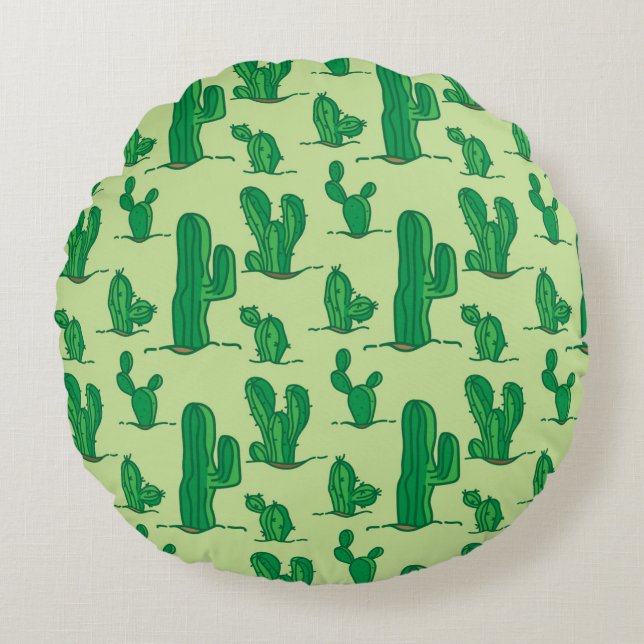 Coussins Ronds cactus pattern. hand drawing pattern. seamless han (Devant)