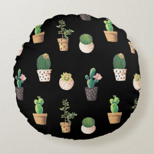 Coussins Ronds Cactus Succulents à Dessrt Vert dans les pots