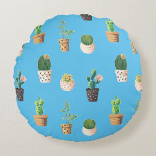 Coussins Ronds Cactus Succulents à Dessrt Vert dans les pots