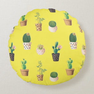 Coussins Ronds Cactus Succulents à Dessrt Vert dans les pots