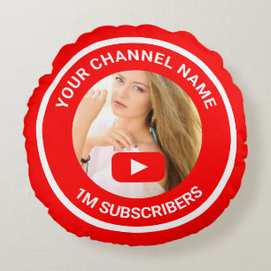 Coussins Ronds Cadeau de photo personnalisé pour chaîne Youtube Y