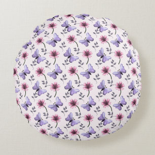 Coussins Ronds Cadeau floral papillon de printemps  