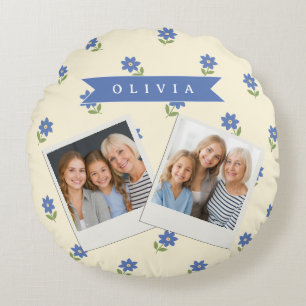 Coussins Ronds Cadeau personnalisé avec motif de fleur sauvage bl