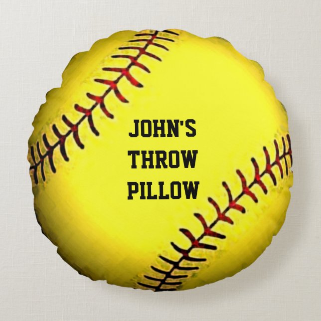 Coussins Ronds cadeaux de softball personnalisés (Devant)