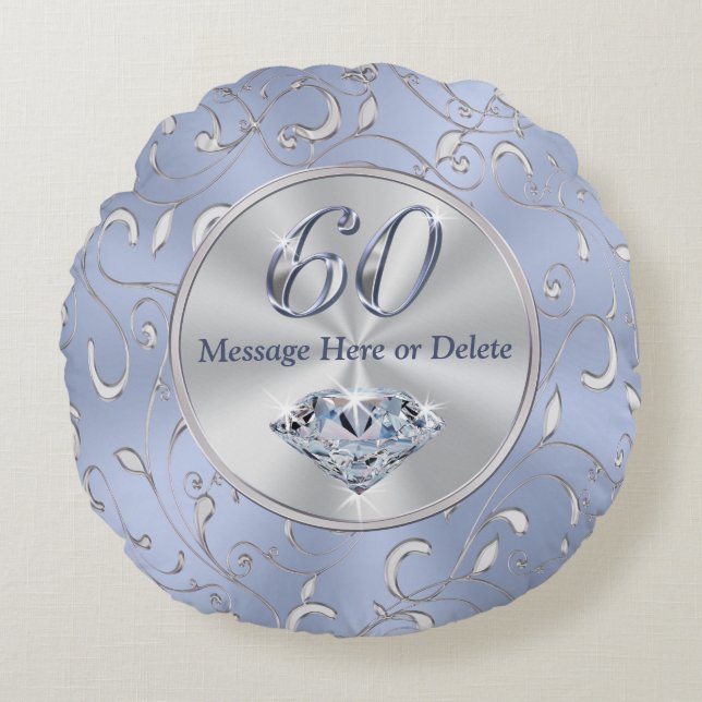 Coussins Ronds Cadeaux du 60e anniversaire pour elle, Cadeaux du  (Devant)