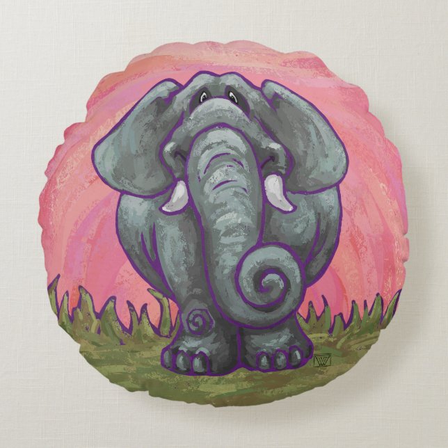 Coussins Ronds Cadeaux et accessoires éléphants (Devant)