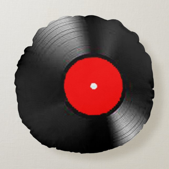 Coussins Ronds Cadeaux et produits de "disque vinyle" (Devant)