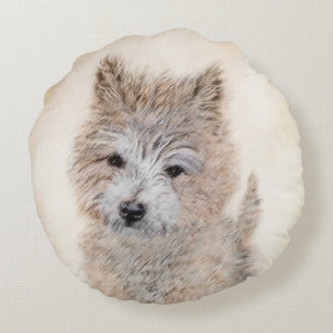 Coussins Ronds Cairn Terrier Peinture Chiot - Art Chien original