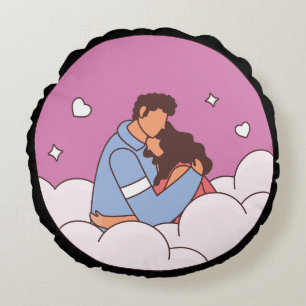 Coussins Ronds Câlins Amoureux Rêveurs Décoratifs