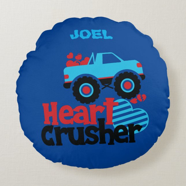 COUSSINS RONDS CAMION DE CRUSHER CARDIAQUE PERSONNALISÉ JETER LE  (Devant)