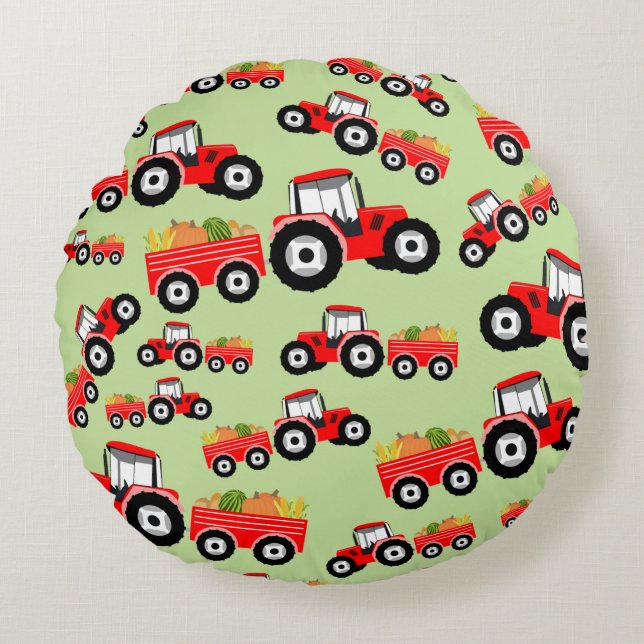 Coussins Ronds Camion rouge produit de la ferme (Devant)