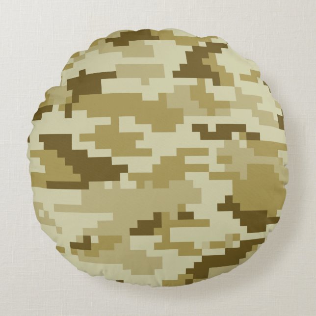 Coussins Ronds Camouflage 8 bits pour désert numérique / Camo (Devant)