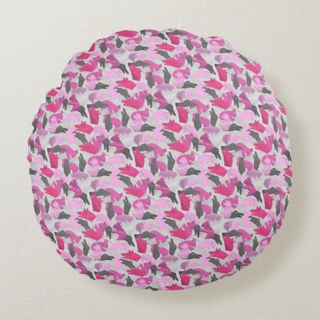 Coussins Ronds Camouflage animal Silhouette rose (Devant)