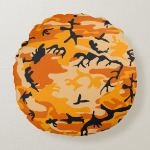 Coussins Ronds Camouflage orange, Militaire, Armée