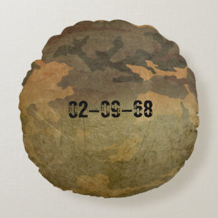 Coussins Ronds Camouflage vert olive symétrique grunge
