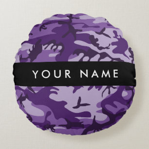 Coussins Ronds Camouflage Violet Personnalisez votre nom