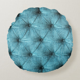 Coussins Ronds Canapé en velours turquoise Gros plan