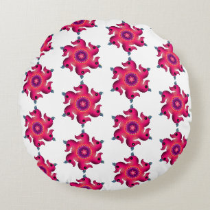 Coussins Ronds Canard Rose Floral Mandala   Joli Oiseau Décoratif