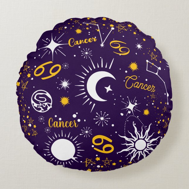Coussins Ronds Cancer crabe astrologie signe de naissance zodiaqu (Devant)