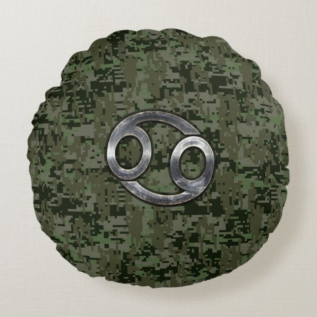 Coussins Ronds Cancer Zodiac Connexion Olive Green Camion numériq (Devant)