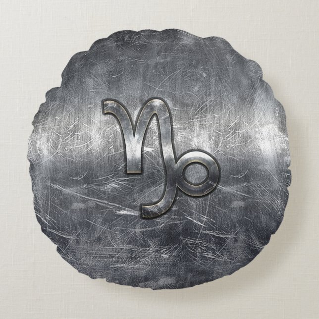 Coussins Ronds Capricorn Zodiac symbole de Grunge Distressed Styl (Devant)