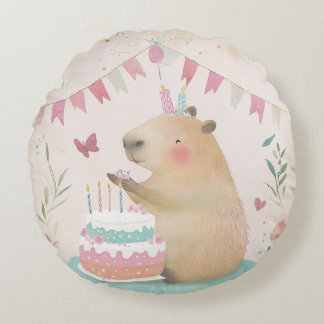 Coussins Ronds Capybara Anniversaire Bash Round Jeu d'oreiller