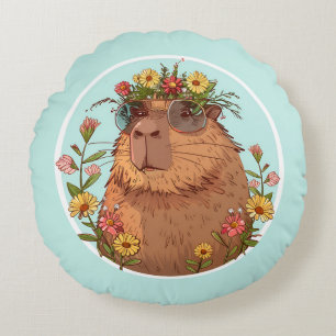 Coussins Ronds Capybara en lunettes de soleil Été