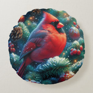 Coussins Ronds Cardinal de Noël/hiver