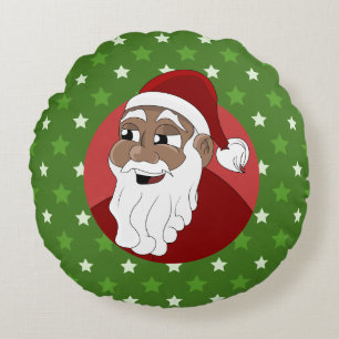 Coussins Ronds Caricature du Père Noël noir