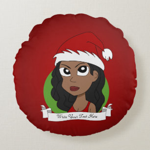 Coussins Ronds Caricature pour fille de Noël