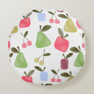 Coussins Ronds Caricature sans joint rayé fruits pomme poires che