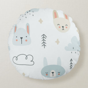 Coussins Ronds Caricatures adorables pastel enfants motifs