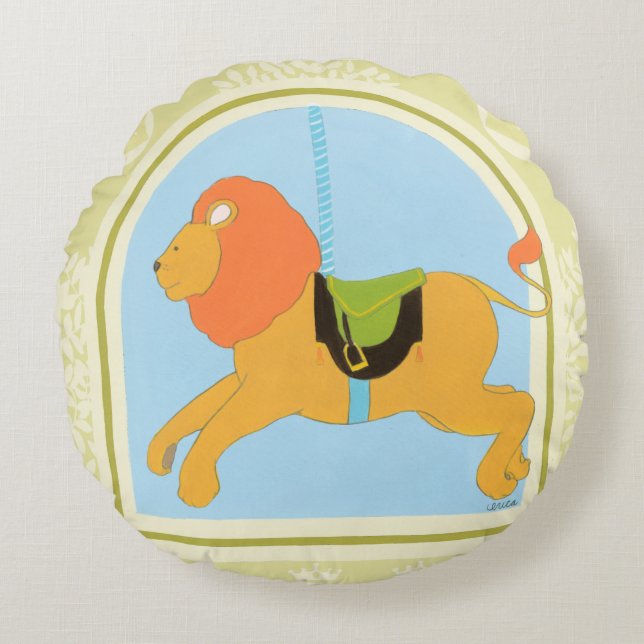 Coussins Ronds Carousel Lion par Juin Erica Vess (Devant)
