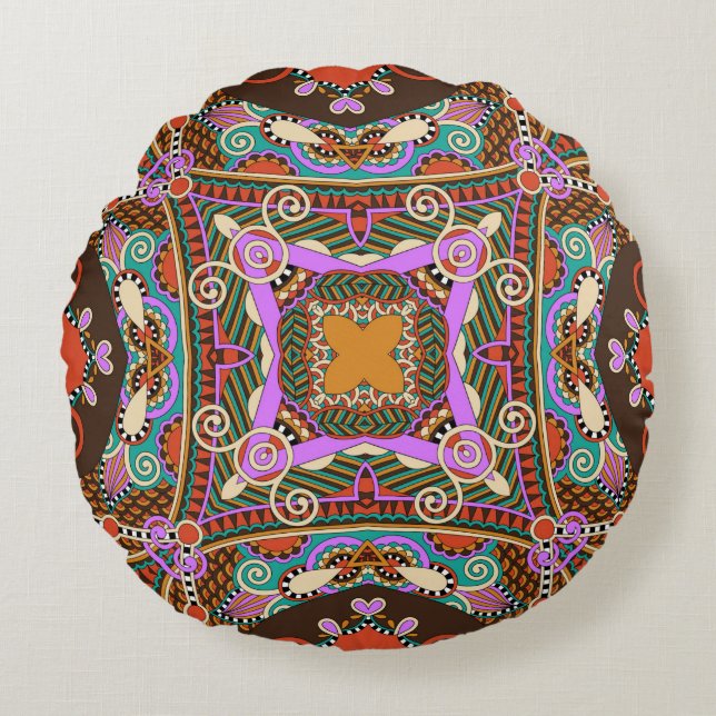 Coussins Ronds carré de soie foulard ou mouchoir design motif (Devant)