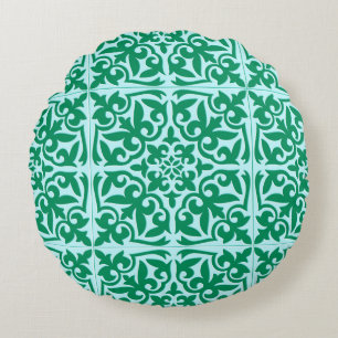 Coussins Ronds Carreau marocain - turquoise et aqua