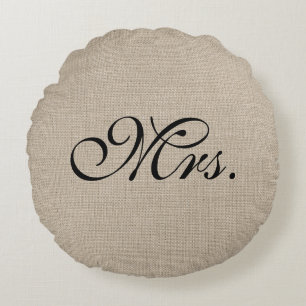 Coussins Ronds Carreau noir de Mme Burlap Round