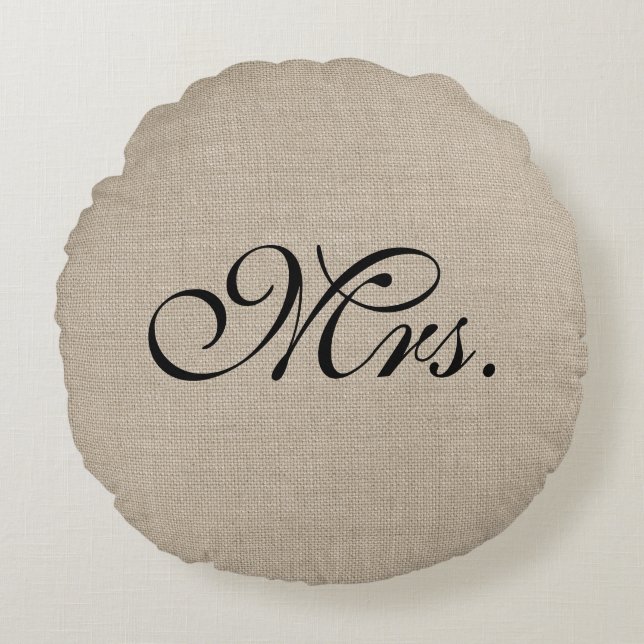 Coussins Ronds Carreau noir de Mme Burlap Round (Devant)
