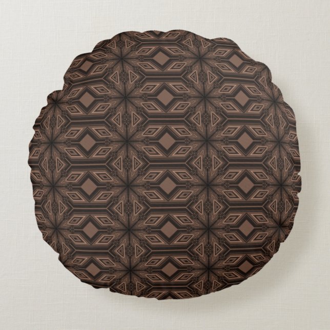 Coussins Ronds Carreau rond de coton brun chocolat de mosaïque (Devant)