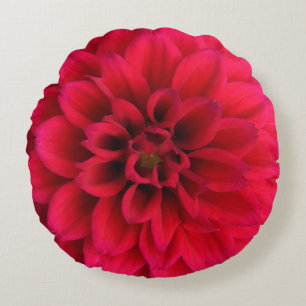Coussins Ronds Carreau rond de dahlia rouge
