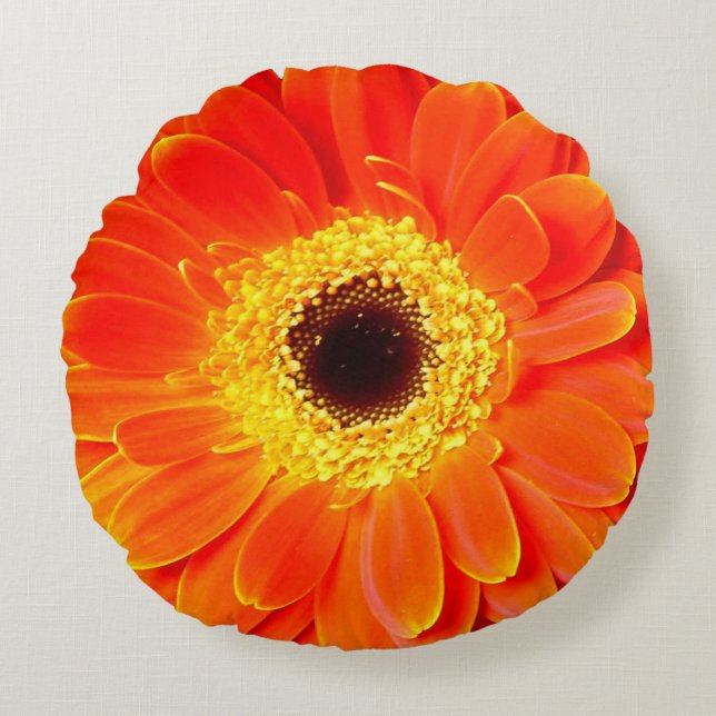 Coussins Ronds carreau rond de fleur de marguerite orange (Devant)