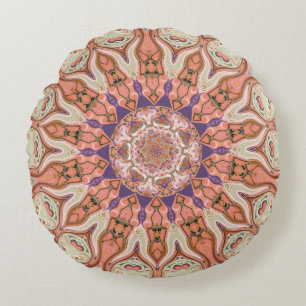 Coussins Ronds Carreau rond de mandala amorti de roses