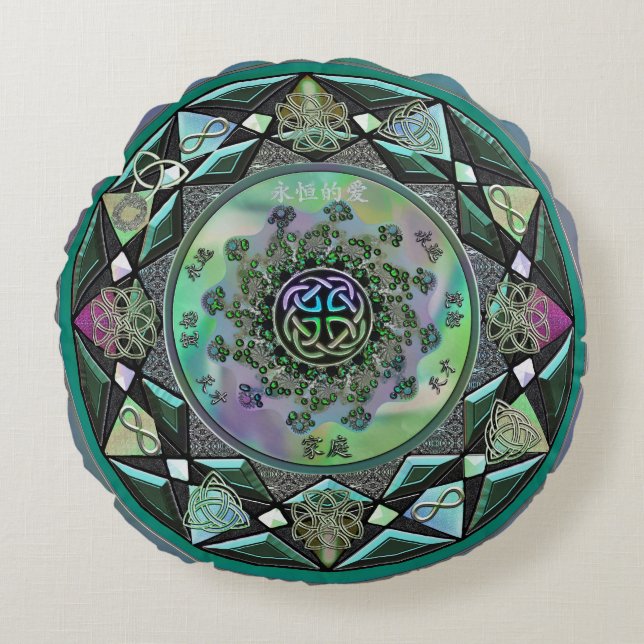 Coussins Ronds Carreau rond de mandala mystique celtique (Devant)