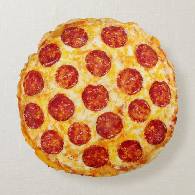 Coussins Ronds carreau rond de pizza de pepperoni (Devant)