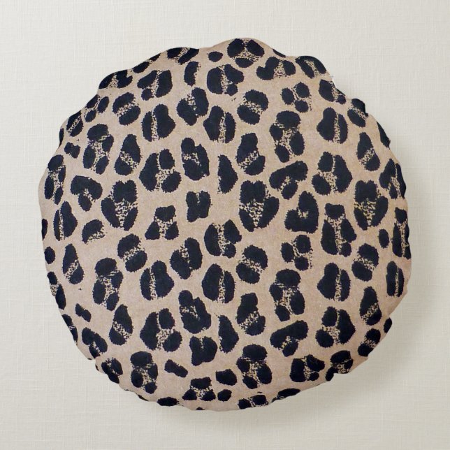 Coussins Ronds Carreau rond d'empreinte de léopard luxueux (16") (Dos)