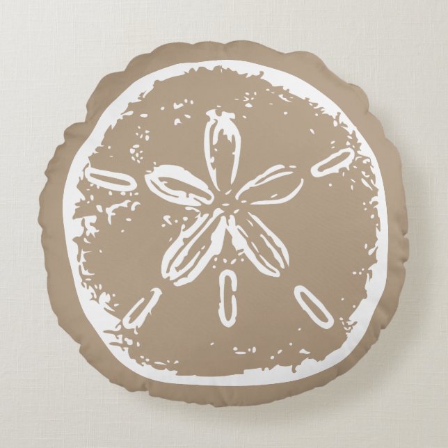 Coussins Ronds Carreau sanddollar blanc beige de coquillage de (Devant)
