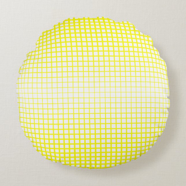 Coussins Ronds Carreaux de Carré jaune et blanc (Devant)