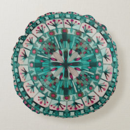 Coussins Ronds Carreaux de mosaïque Boho Océan Turquoise -