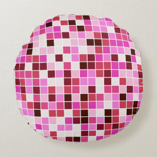 Coussins Ronds Carreaux de piscine, Carreaux de mosaïque rose, Mo